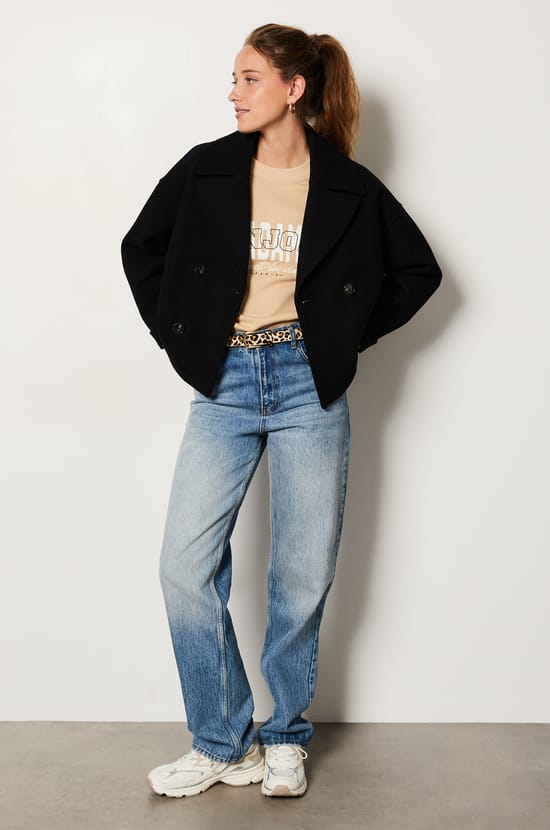 Caban court boutonné;${refinementColor}