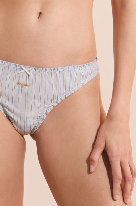 Tanga de algod&oacute;n a rayas;${refinementColor}
