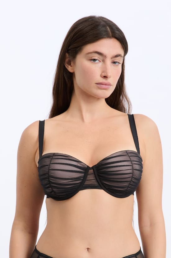 Soutien-gorge balconnet coques fines en tulle;${refinementColor}