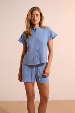 Cotton Gauze Pyjama Shorts;${refinementColor}