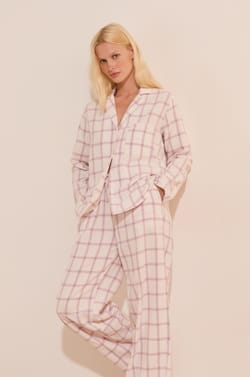 Pantalon de pyjama &agrave; carreaux en coton;${refinementColor}