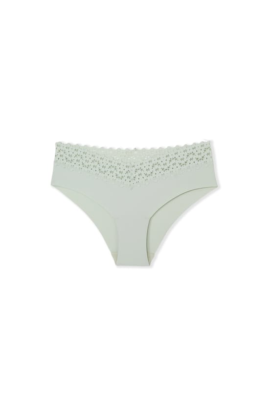 V-Shape Hipster in Microfibre and Lace;${refinementColor}