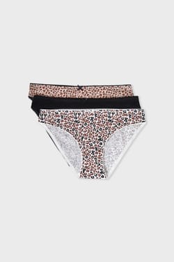 Pack de 3 braguitas de algodón y encaje;${refinementColor}