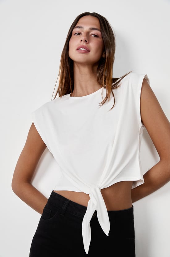 Tied Short-Sleeve T-shirt;${refinementColor}