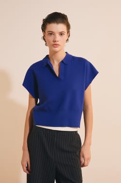 Pull manches courtes avec col polo;${refinementColor}