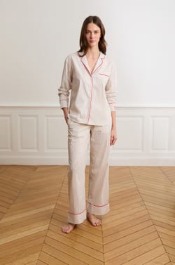 Pyjamabroek met strepen van katoen;${refinementColor}