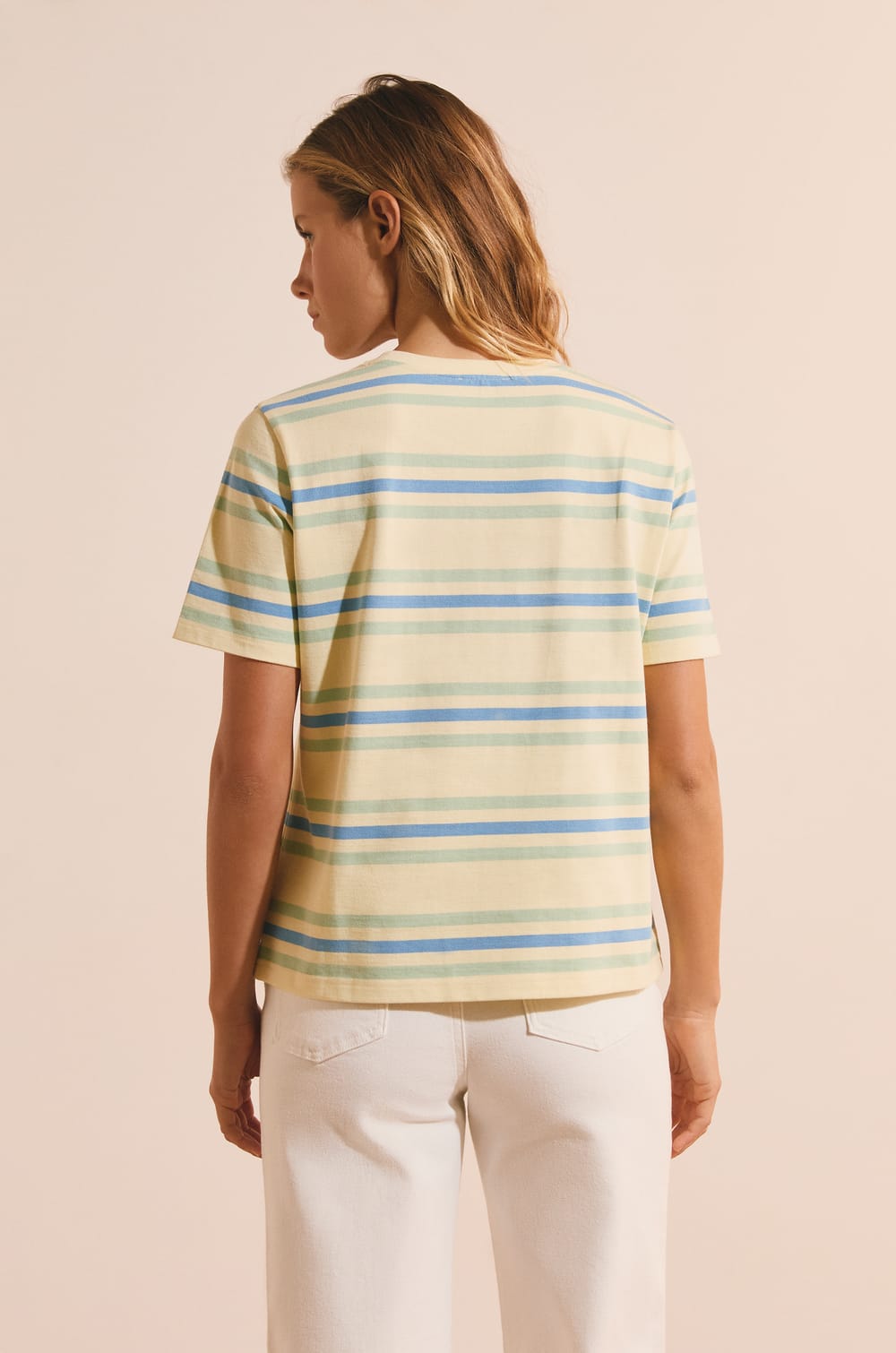 T-shirt &agrave; rayures en coton;${refinementColor}