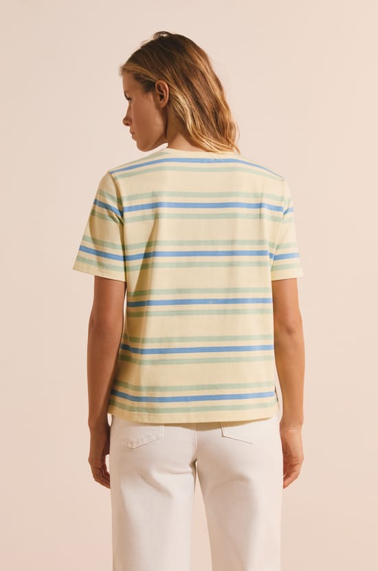 T-shirt &agrave; rayures en coton;${refinementColor}