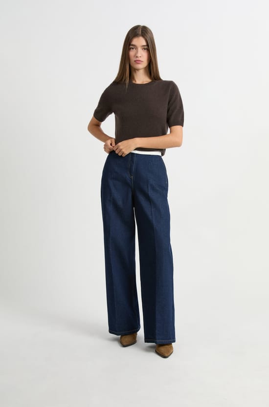 Short-sleeved cashmere sweater;${refinementColor}