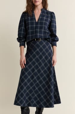 Jupe longue en coton &agrave; carreaux;${refinementColor}