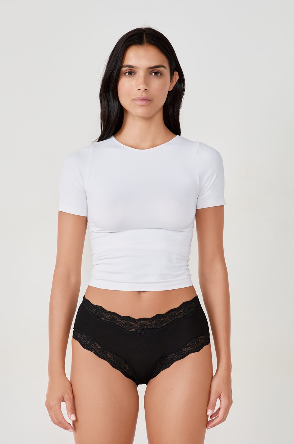 Set de 3 Braguitas culotte de algodón y encaje;${refinementColor}