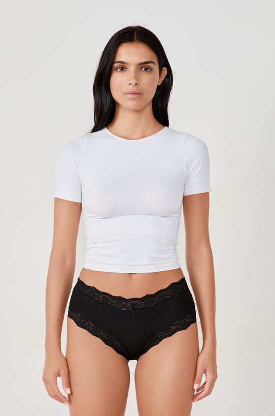 3-Pack of Organic Cotton & Lace Shorties;${refinementColor}