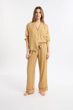 Zweifarbige Pyjamahose mit Streifen;${refinementColor}