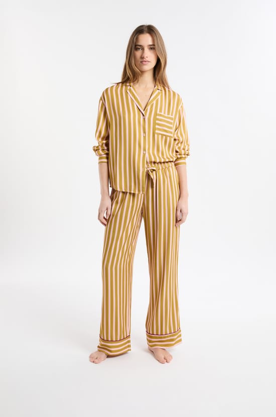 Pantalon de pyjama bicolore &agrave; rayures;${refinementColor}