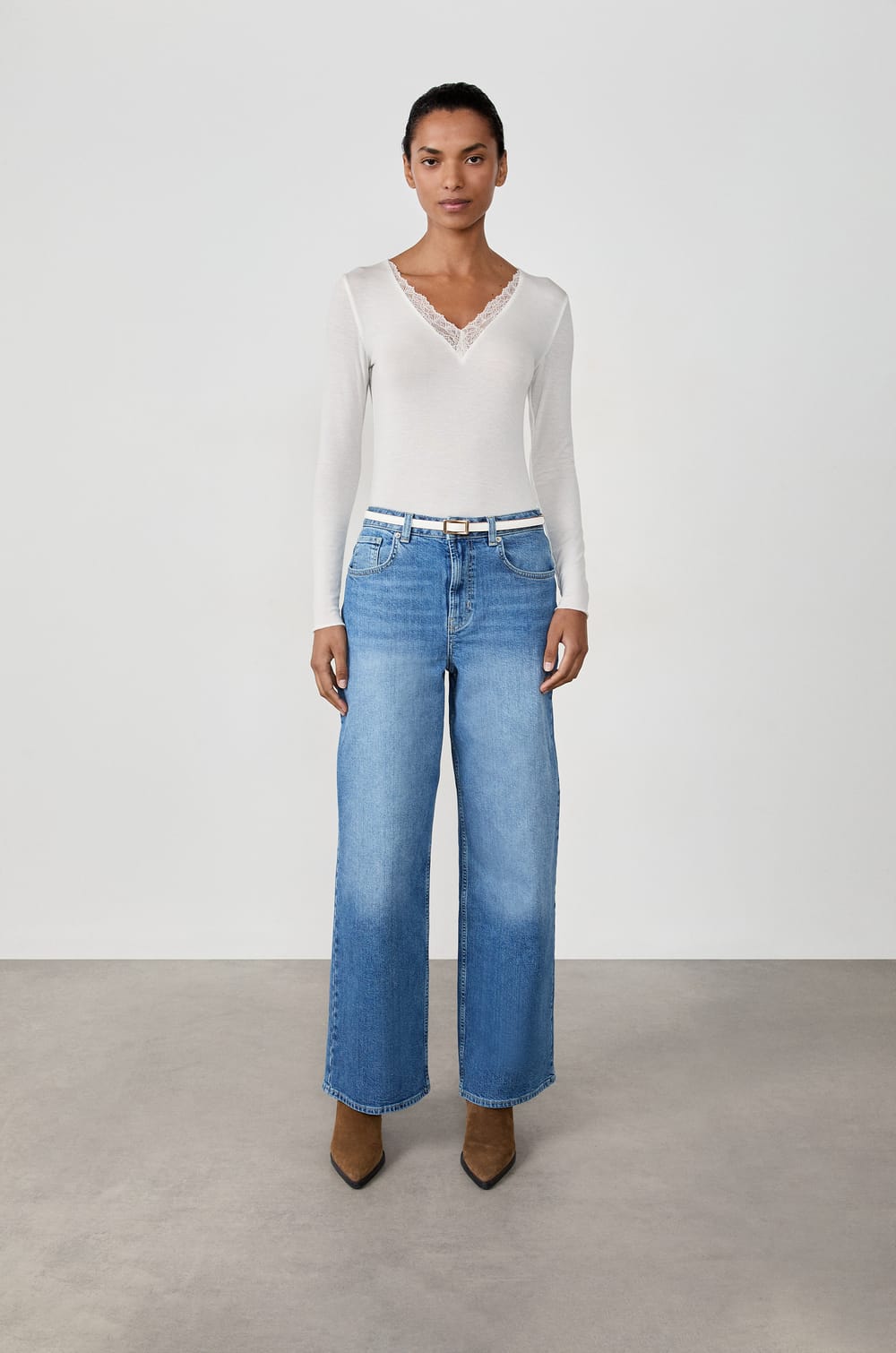 Long Sleeve Thermal Knit T-Shirt With Cashmere;${refinementColor}