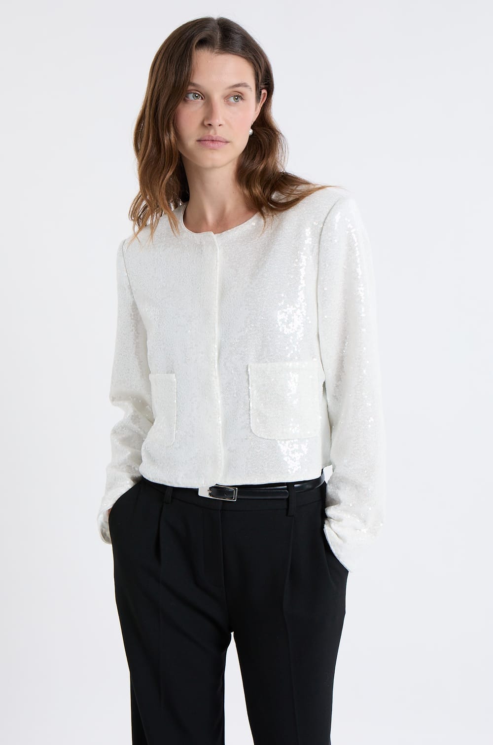 Veste courte à sequins;${refinementColor}