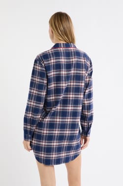 Chemise de nuit à carreaux en coton;${refinementColor}