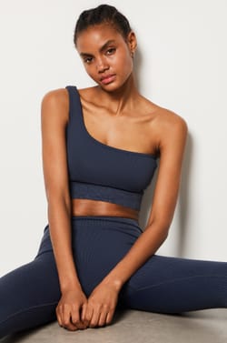 Ribbed Asymmetric Bralette - Light Support;${refinementColor}