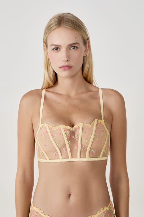 Strapless Bra with Embroidery;${refinementColor}