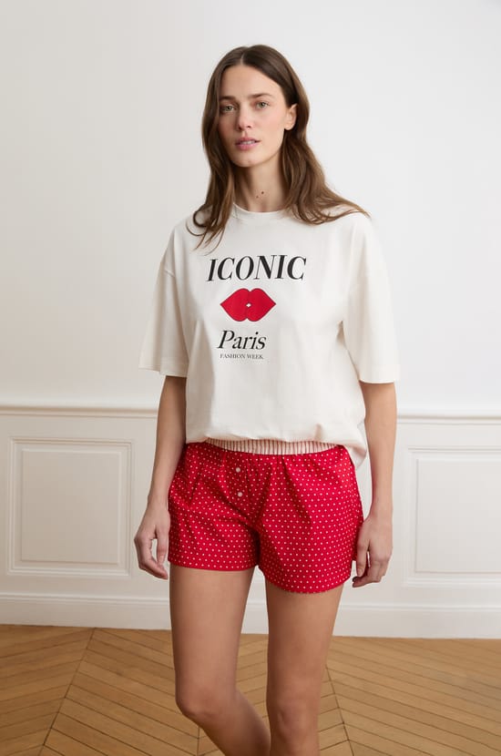 Short de pyjama &agrave; pois avec coton;${refinementColor}