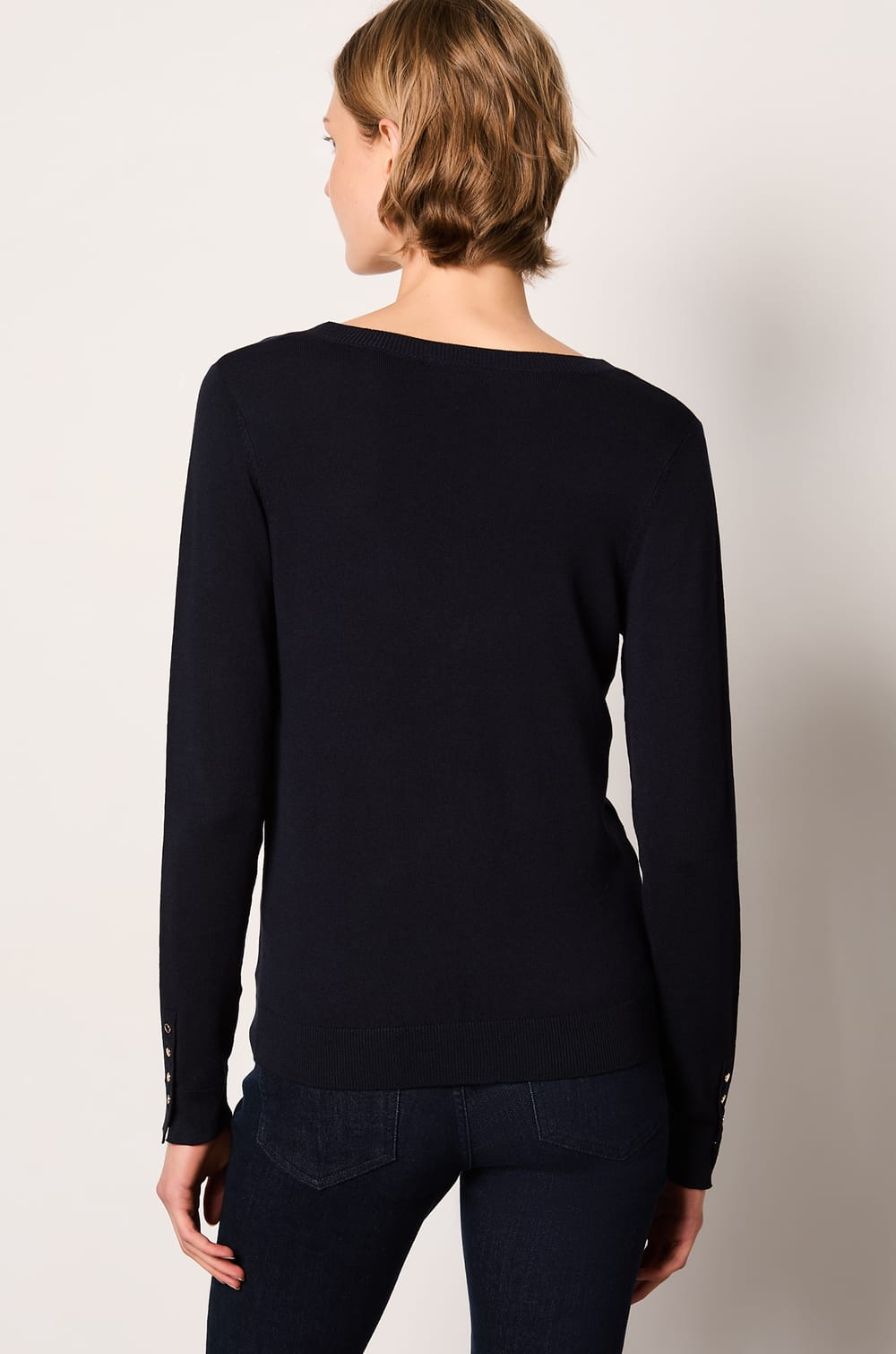 Long Sleeve V-Neck Sweater;${refinementColor}