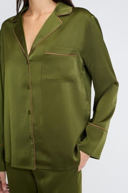 Satin pyjama shirt with prints;${refinementColor}