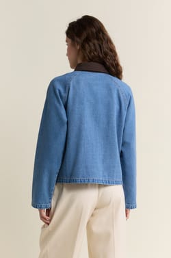 Denim jacket with contrasting collar;${refinementColor}