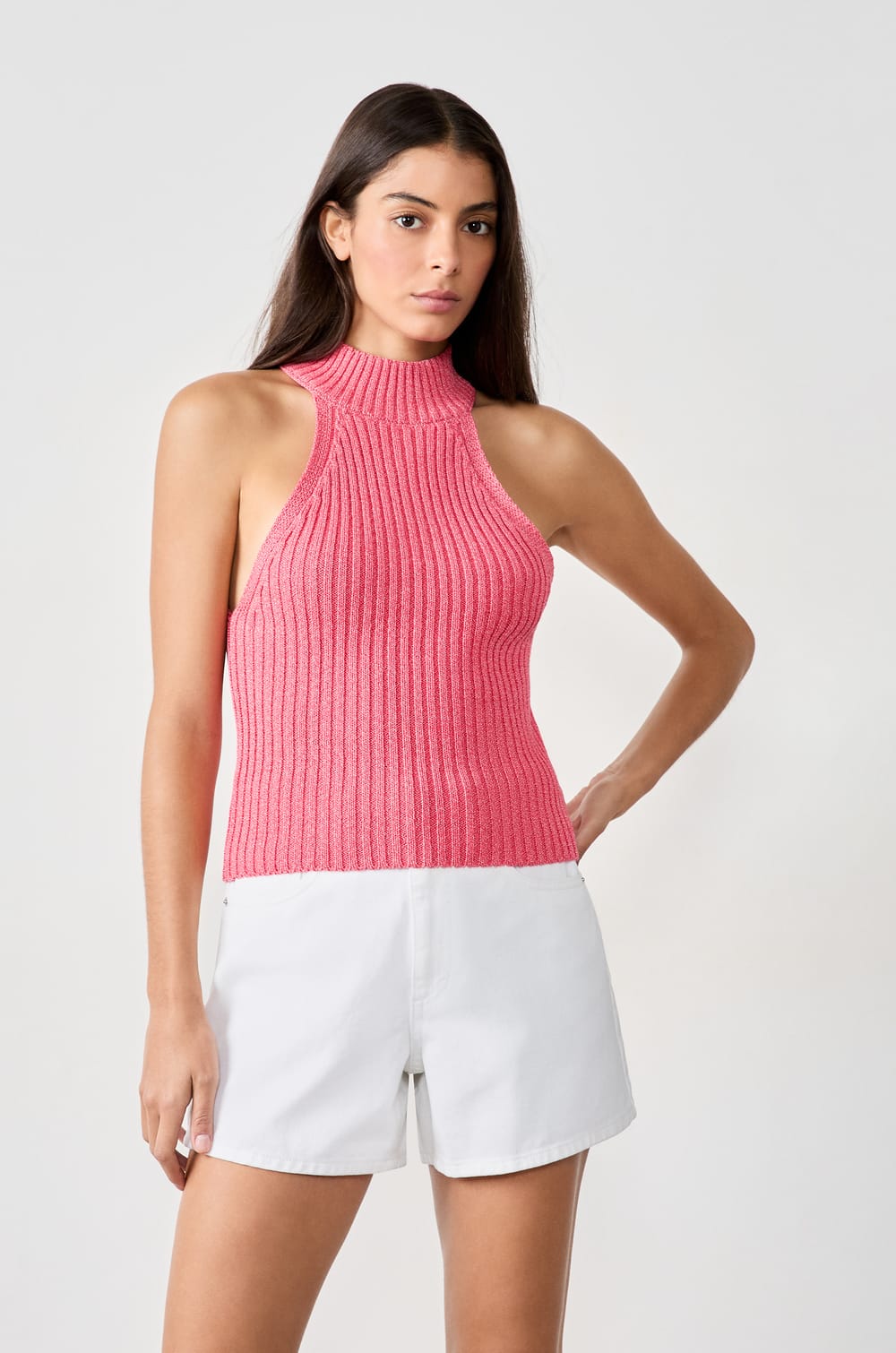 Sleeveless Ribbed Top;${refinementColor}