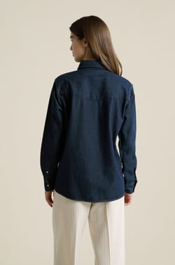 Camisa manga larga efecto denim;${refinementColor}