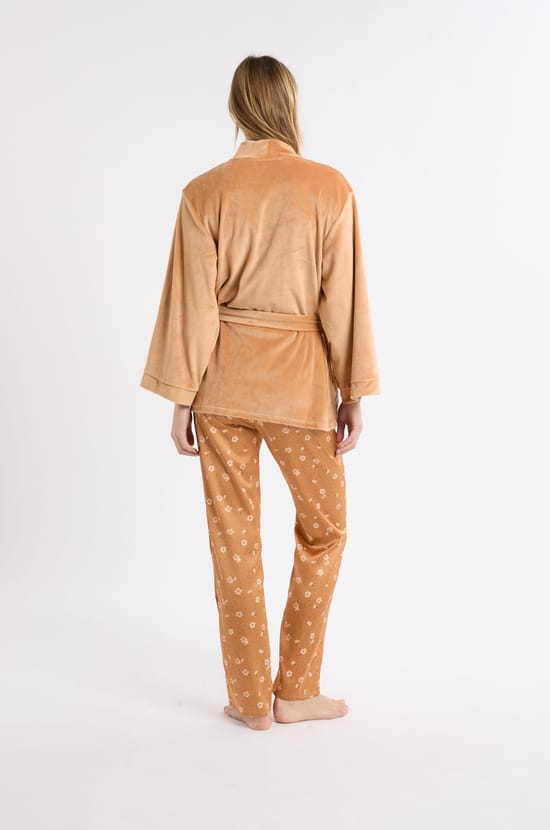 Ensemble de pyjama 3 pièces satiné à motifs fleurs;${refinementColor}