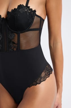 Bodysuit with embroidered cups;${refinementColor}