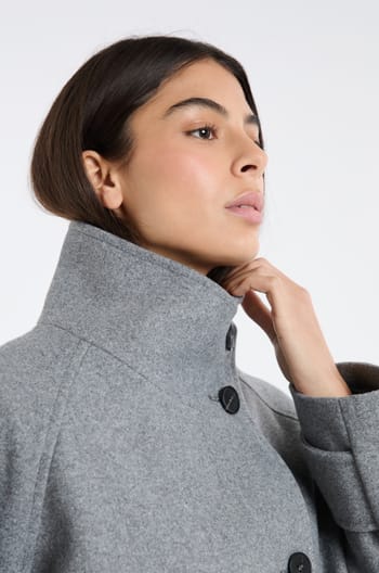 Manteau à col cheminée avec laine;${refinementColor}