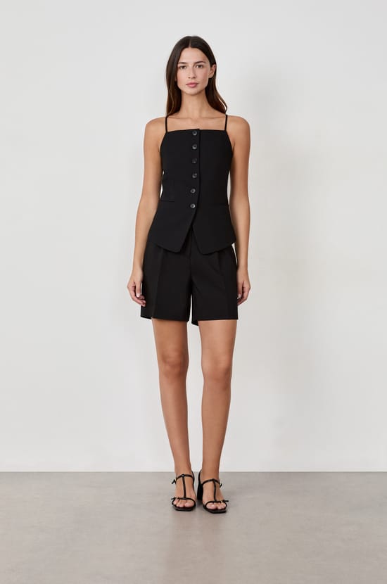 Sleeveless Button-Up Cardigan;${refinementColor}