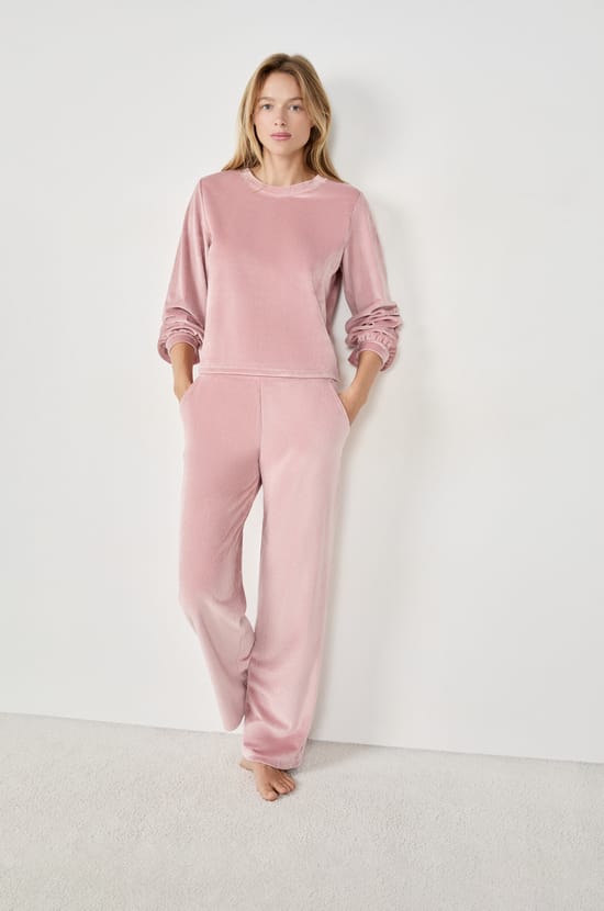 Pantalon de pyjama effet velours;${refinementColor}