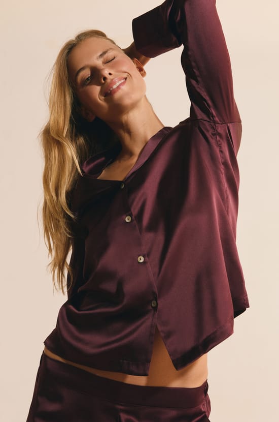 Chemise de pyjama en soie;${refinementColor}
