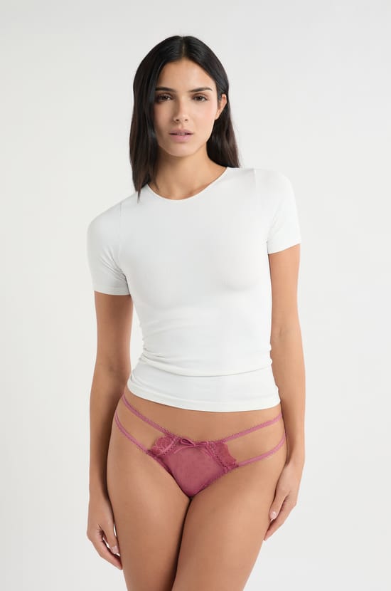 Tanga en tulle et dentelle;${refinementColor}