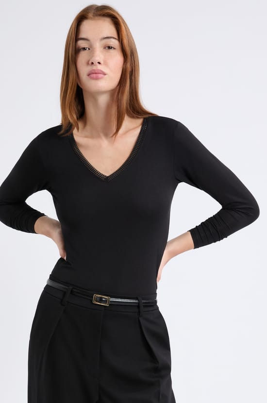 Long Sleeve Thermal Knit T-Shirt;${refinementColor}