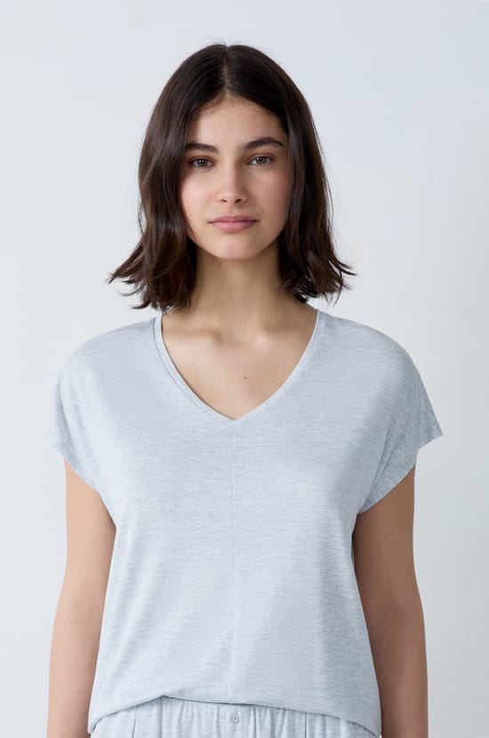 Short-Sleeved Modal Pajama T-Shirt;${refinementColor}