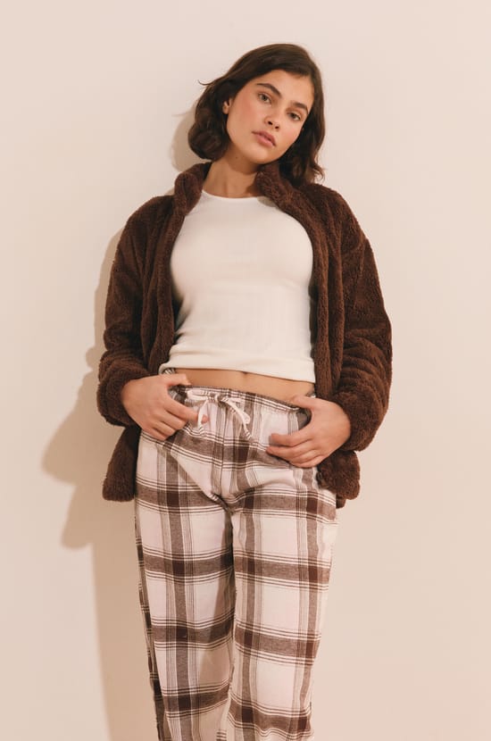 Ensemble de pyjama 3 pi&egrave;ces avec bas en coton &agrave; carreaux;${refinementColor}