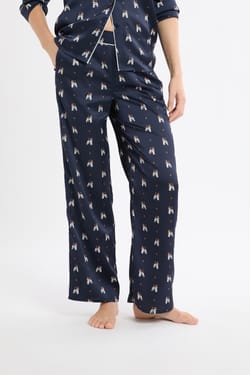 Pantalon de pyjama en satin à motifs chiens;${refinementColor}