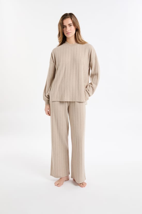 Sweatshirt de pyjama col rond;${refinementColor}