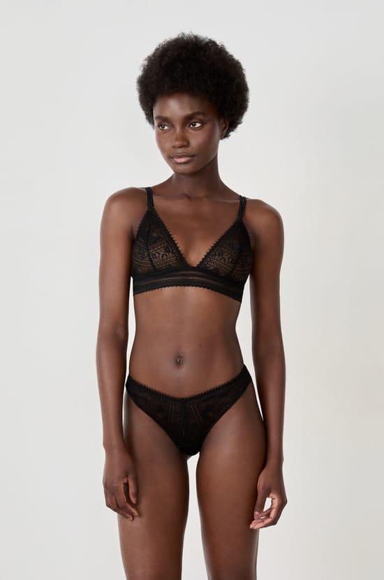 Soutien-gorge triangle sans armartures en dentelle;${refinementColor}