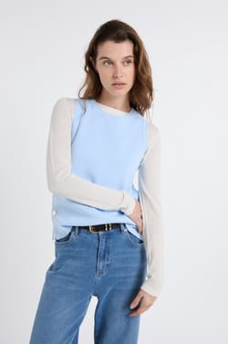 Top sans manches en coton avec boutons dor&eacute;s;${refinementColor}