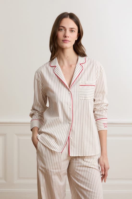 Chemise &agrave; rayures avec coton;${refinementColor}