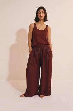 Top de pijama de lino;${refinementColor}