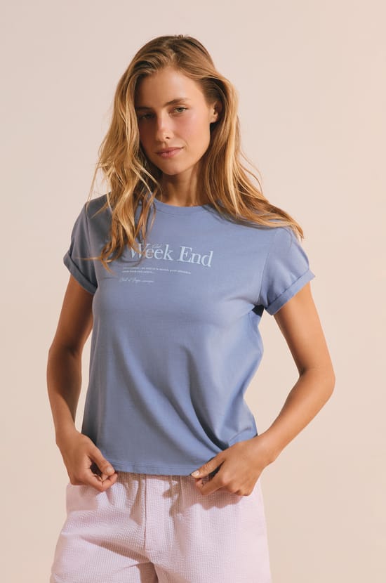 T-shirt de pyjama en coton &agrave; imprim&eacute;;${refinementColor}