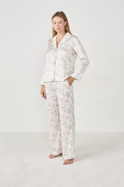 Chemise de pyjama imprimée satinée;${refinementColor}