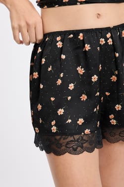 Satin Pyjama Shorts with Lace Details;${refinementColor}