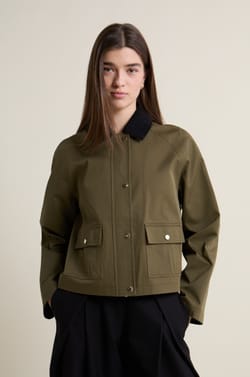 Veste courte &agrave; col velours;${refinementColor}