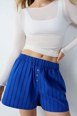 Cotton striped pyjama shorts;${refinementColor}